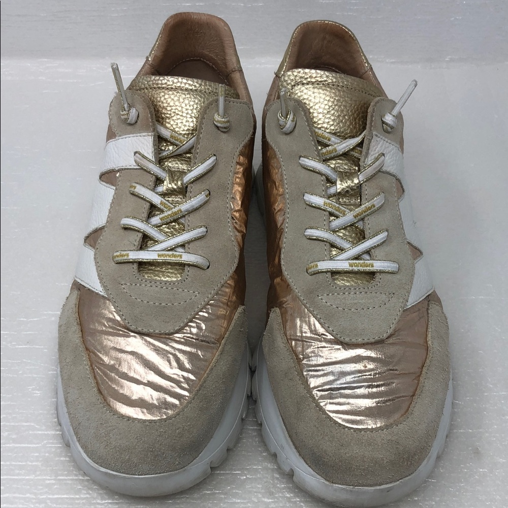 Wonders Oslo Sneakers Gold And Beige Leather Size 38 EU - Picture 6 of 16